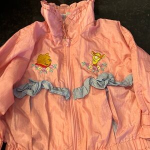 Vintage Y2K Pink Girls' Winnie the Pooh Embroidered Ruffle Jacket, 24 months